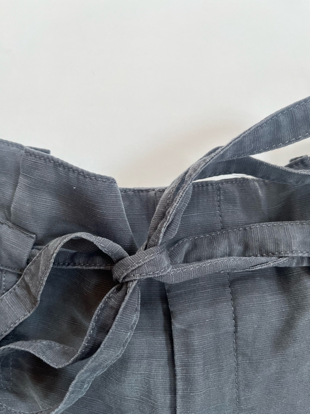 Club Monaco Slate Grey High Waist Linen Blend Paper Bag Cropped Wide Leg Pants - Picture 6 of 12